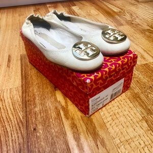 SOLD White and Gold Tory Burch flats size 9 GUC